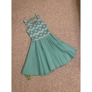 Anitex Women’s Teal Lace Accent Sleeveless Skater Dress